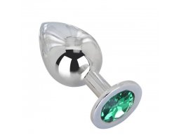 Большой плаг из стали с кристаллом Green Lime Ø 3,5 см