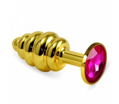 Анальная пробка Gold Small Plug рифленая темно-розовый Ø 2,7 см