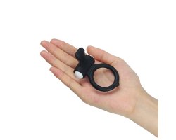 Виброкольцо чёрное Power Heart Clit Cockring Ø 3 см-foto5