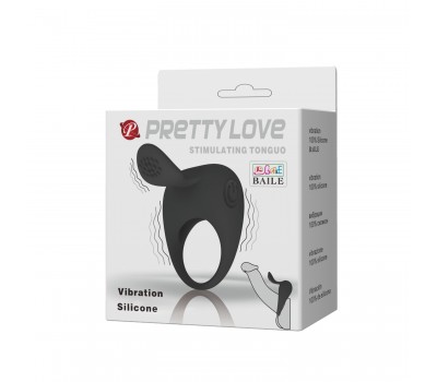 Виброкольцо с клиторальным стимулятором Pretty Love Stimulating Tonguo