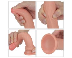 Фаллос на присоске Dual-Layered Silicone Cock телесный 18 см, Ø 3 см-foto6