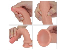 Фаллос на присоске Dual-Layered Silicone Cock телесный 18 см, Ø 3 см-foto6