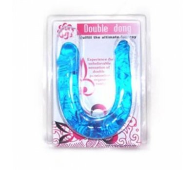 Двухголовый фаллоимитатор Double Dong голубой Двухголовый фаллоимитатор Double Dong голубой