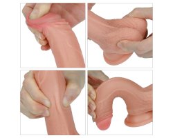 Реалистичный фаллоимитатор на присоске с мошонкой Dual-Layered Silicone Cock 18 см, Ø 3,5 см-foto8