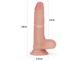 Реалистичный фаллоимитатор на присоске с мошонкой Dual-Layered Silicone Cock 18 см, Ø 3,5 см-foto9