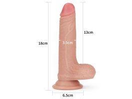 Реалистичный фаллоимитатор на присоске с мошонкой Dual-Layered Silicone Cock 18 см, Ø 3,5 см-foto9