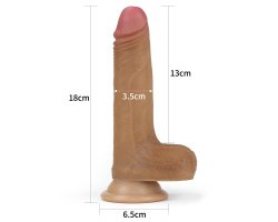 Фаллоимитатор на присоске с мошонкой мулат Dual-Layered Silicone Cock 18 см, Ø 3,5 см-foto6