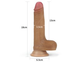 Фаллоимитатор на присоске с мошонкой мулат Dual-Layered Silicone Cock 18 см, Ø 3,5 см-foto6