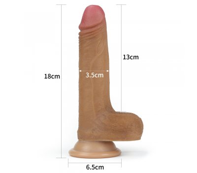 Фаллоимитатор на присоске с мошонкой мулат Dual-Layered Silicone Cock 18 см, Ø 3,5 см Фаллоимитатор на присоске с мошонкой мулат Dual-Layered Silicone Cock 18 см, Ø 3,5 см