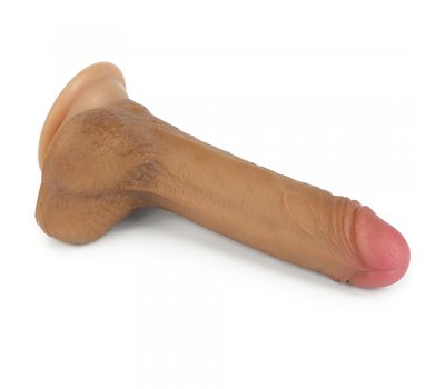 Фаллоимитатор на присоске с мошонкой мулат Dual-Layered Silicone Cock 18 см, Ø 3,5 см Фаллоимитатор на присоске с мошонкой мулат Dual-Layered Silicone Cock 18 см, Ø 3,5 см