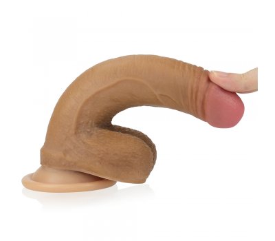 Фаллоимитатор на присоске с мошонкой мулат Dual-Layered Silicone Cock 18 см, Ø 3,5 см Фаллоимитатор на присоске с мошонкой мулат Dual-Layered Silicone Cock 18 см, Ø 3,5 см