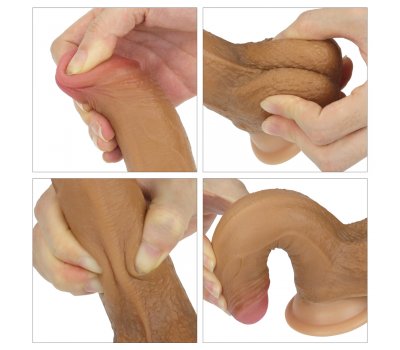Фаллоимитатор на присоске с мошонкой мулат Dual-Layered Silicone Cock 18 см, Ø 3,5 см Фаллоимитатор на присоске с мошонкой мулат Dual-Layered Silicone Cock 18 см, Ø 3,5 см