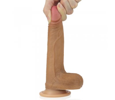 Фаллоимитатор на присоске с мошонкой мулат Dual-Layered Silicone Cock 18 см, Ø 3,5 см Фаллоимитатор на присоске с мошонкой мулат Dual-Layered Silicone Cock 18 см, Ø 3,5 см