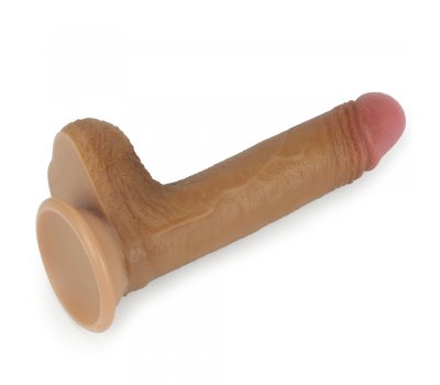 Фаллоимитатор на присоске с мошонкой мулат Dual-Layered Silicone Cock 18 см, Ø 3,5 см Фаллоимитатор на присоске с мошонкой мулат Dual-Layered Silicone Cock 18 см, Ø 3,5 см