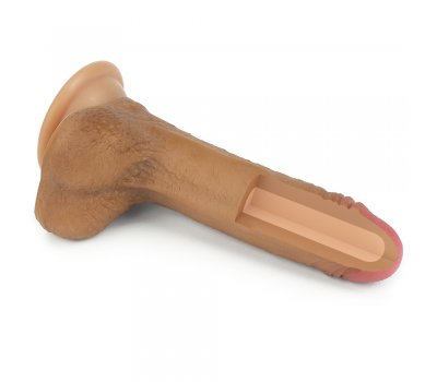 Фаллоимитатор на присоске с мошонкой мулат Dual-Layered Silicone Cock 18 см, Ø 3,5 см Фаллоимитатор на присоске с мошонкой мулат Dual-Layered Silicone Cock 18 см, Ø 3,5 см