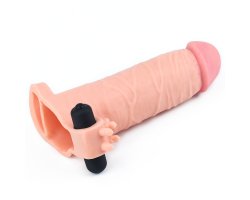 Удлиняющая насадка с вибрацией Super-Realistic Penis Extension Sleeve, 17,7 см, Ø 3,8 см-foto3