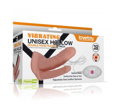 Фаллопротез для двойного проникновения Unisex Hollow Double с вибрацией, 16 см, Ø 4 см Фаллопротез для двойного проникновения Unisex Hollow Double с вибрацией, 16 см, Ø 4 см