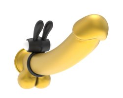 Черное виброкольцо Power Clit Cockring Rabbit-foto4