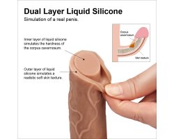 Фаллоимитатор на присоске с мошонкой телесный Dual-Layered Silicone Dildo 22 см, Ø 3,8 см-foto4