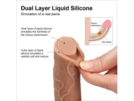 Фаллоимитатор на присоске с мошонкой телесный Dual-Layered Silicone Dildo 22 см, Ø 3,8 см-foto4