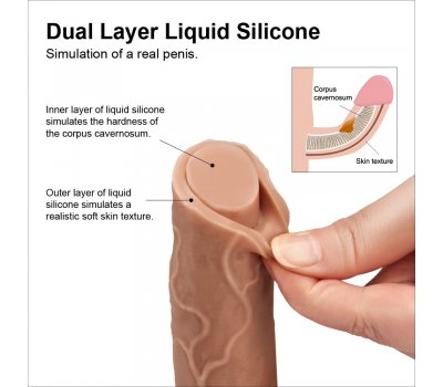 Фаллоимитатор на присоске с мошонкой телесный Dual-Layered Silicone Dildo 22 см, Ø 3,8 см Фаллоимитатор на присоске с мошонкой телесный Dual-Layered Silicone Dildo 22 см, Ø 3,8 см