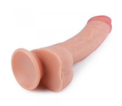 Фаллоимитатор на присоске с мошонкой телесный Dual-Layered Silicone Dildo 22 см, Ø 3,8 см Фаллоимитатор на присоске с мошонкой телесный Dual-Layered Silicone Dildo 22 см, Ø 3,8 см