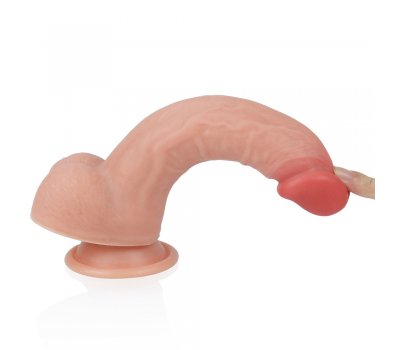 Фаллоимитатор на присоске с мошонкой телесный Dual-Layered Silicone Dildo 22 см, Ø 3,8 см Фаллоимитатор на присоске с мошонкой телесный Dual-Layered Silicone Dildo 22 см, Ø 3,8 см