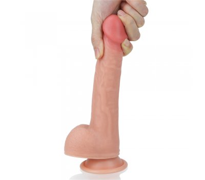Фаллоимитатор на присоске с мошонкой телесный Dual-Layered Silicone Dildo 22 см, Ø 3,8 см Фаллоимитатор на присоске с мошонкой телесный Dual-Layered Silicone Dildo 22 см, Ø 3,8 см