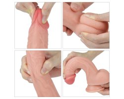 Фаллоимитатор на присоске с мошонкой телесный Dual-Layered Silicone Dildo 22 см, Ø 3,8 см-foto8