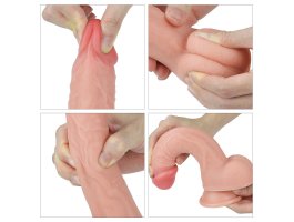 Фаллоимитатор на присоске с мошонкой телесный Dual-Layered Silicone Dildo 22 см, Ø 3,8 см-foto8