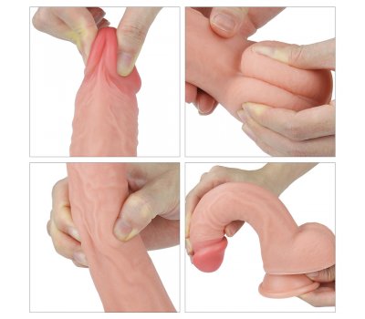 Фаллоимитатор на присоске с мошонкой телесный Dual-Layered Silicone Dildo 22 см, Ø 3,8 см Фаллоимитатор на присоске с мошонкой телесный Dual-Layered Silicone Dildo 22 см, Ø 3,8 см
