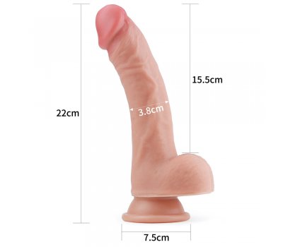 Фаллоимитатор на присоске с мошонкой телесный Dual-Layered Silicone Dildo 22 см, Ø 3,8 см Фаллоимитатор на присоске с мошонкой телесный Dual-Layered Silicone Dildo 22 см, Ø 3,8 см