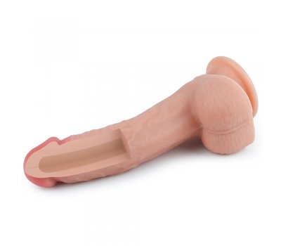 Фаллоимитатор на присоске с мошонкой телесный Dual-Layered Silicone Dildo 22 см, Ø 3,8 см Фаллоимитатор на присоске с мошонкой телесный Dual-Layered Silicone Dildo 22 см, Ø 3,8 см