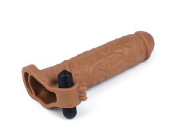 Удлиняющая насадка с вибрацией мулат Super-Realistic Penis плюс 5 см, 18,5 см, Ø 4 см-foto2