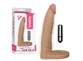 Реалистичная насадка для двойного проникновения The Ultra Soft Double с вибрацией