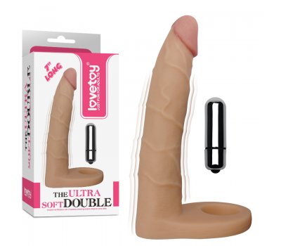 Реалистичная насадка для двойного проникновения The Ultra Soft Double с вибрацией Реалистичная насадка для двойного проникновения The Ultra Soft Double с вибрацией