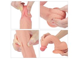 Фаллос на присоске с мошонкой Dual-layered Silicone Dildo 22 см, Ø 3,8 см-foto12