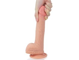 Фаллос на присоске с мошонкой Dual-layered Silicone Dildo 22 см, Ø 3,8 см-foto10