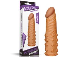 Насадка на пенис удлиняющая Super-Realistic Penis Extension Sleeve мулат, 19 см, Ø 3 см