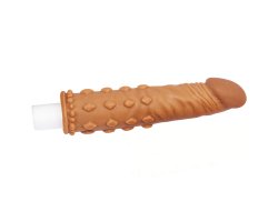 Насадка на пенис удлиняющая Super-Realistic Penis Extension Sleeve мулат, 19 см, Ø 3 см-foto2