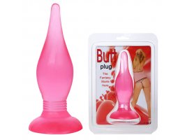 Пробка анальная с присоской Butt plug розовая-foto4