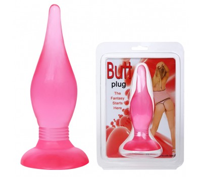 Пробка анальная с присоской Butt plug розовая
