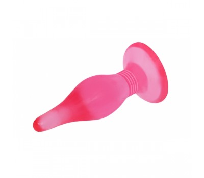 Пробка анальная с присоской Butt plug розовая