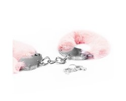 Розовые металлические наручники с мехом Fetish Pleasure-foto2