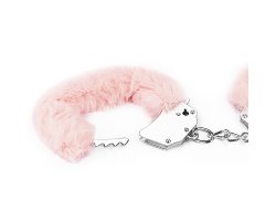 Розовые металлические наручники с мехом Fetish Pleasure-foto6