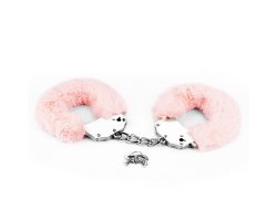 Розовые металлические наручники с мехом Fetish Pleasure