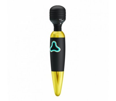 Вибромассажер Pretty Love Body Wand с 7 функциями вибрации черно-золотой Вибромассажер Pretty Love Body Wand с 7 функциями вибрации черно-золотой