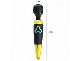 Вибромассажер Pretty Love Body Wand с 7 функциями вибрации черно-золотой-foto6