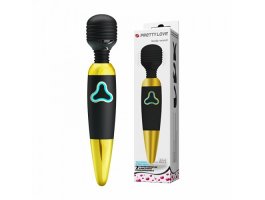 Вибромассажер Pretty Love Body Wand с 7 функциями вибрации черно-золотой Вибромассажер Pretty Love Body Wand с 7 функциями вибрации черно-золотой