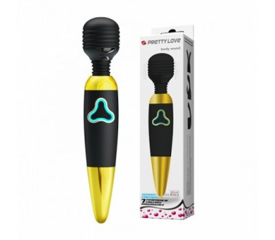 Вибромассажер Pretty Love Body Wand с 7 функциями вибрации черно-золотой Вибромассажер Pretty Love Body Wand с 7 функциями вибрации черно-золотой